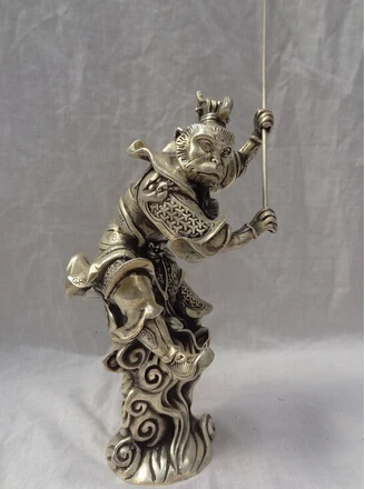 --- 323 + 10 &quotКитайский серебряный буддийский Sun WuKong Король обезьян золотая статуя