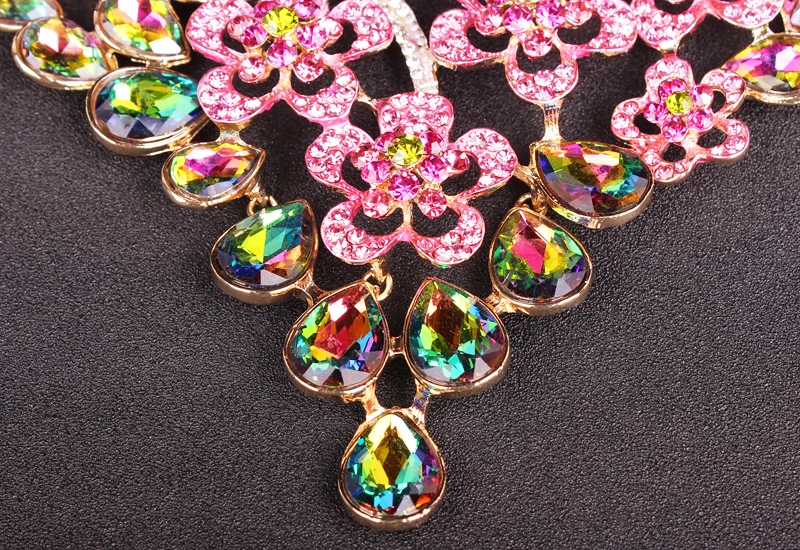 Элегантные Свадебные Ювелирные наборы с цветами Свадебный костюм ожерелье и