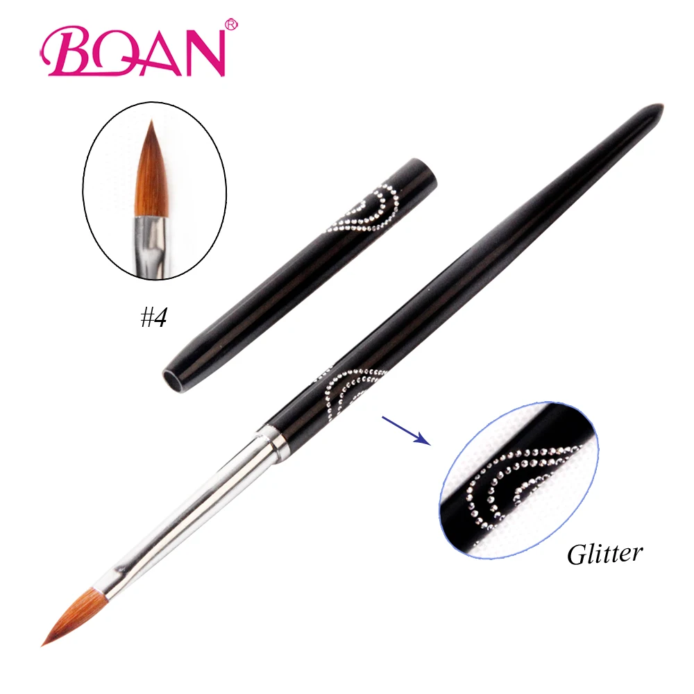 BQAN 4# акриловые кисти для нейл-арта, натуральный колонок, Соболь, щетка для волос, 3D инструмент для ногтей, 10 шт./партия, акриловая кисть, инструмент для маникюра