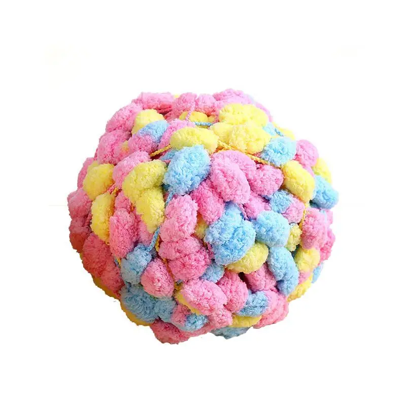 

Thick Woollen Big Soft Rainbow Pom Pom Yarn Hand Knitting Crochet Yarn for DIY Blanket Cushion Colorful Pompom Thread FZ375