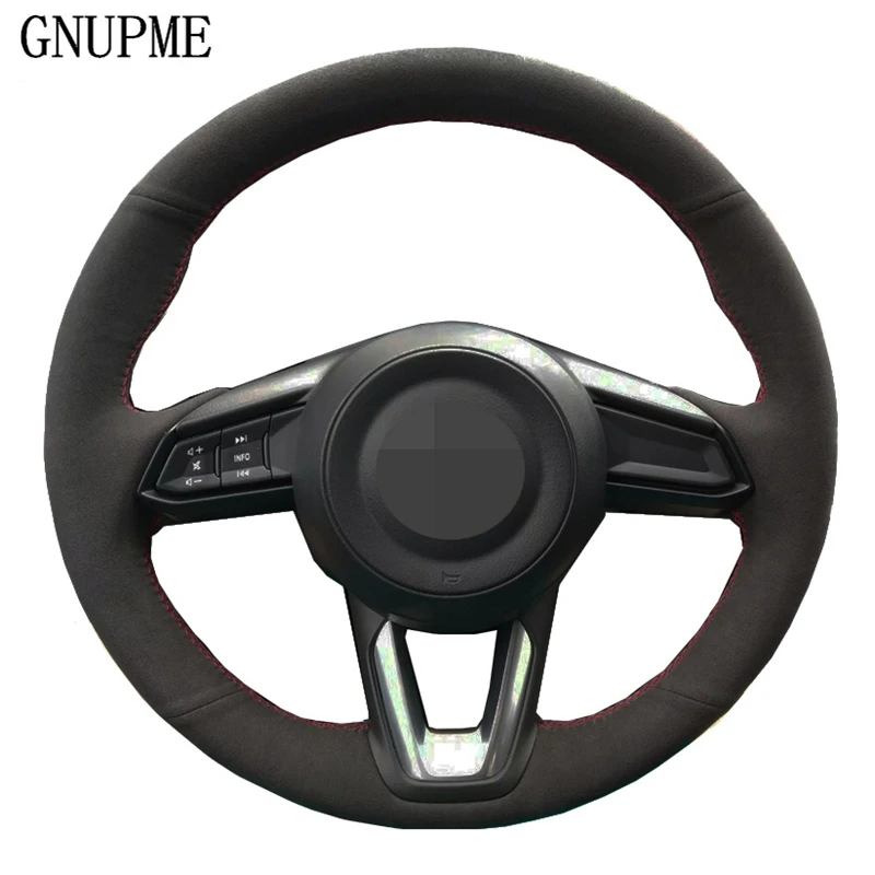 

Hand-stitched Black Car Steering Wheel Cover Suede for Mazda 3 Axela Mazda 6 Atenza CX-3 2018-2019 CX-5 2017-2019 CX-9