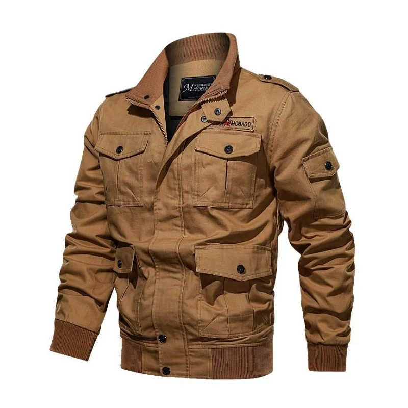 

2020 Spring Autumn Men's Europe Military Quality Casual Style Khaki Jacket Army Green Coat Man 100% Cotton Black Jackets Coats