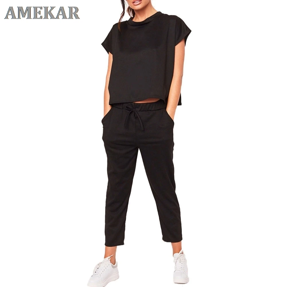 

2 Piece Outfits for Women Pink Outfit Casual Trousers Suit Ropa De Mujer 2020 Streetwear Conjunto Femenino Summer Joggers Set