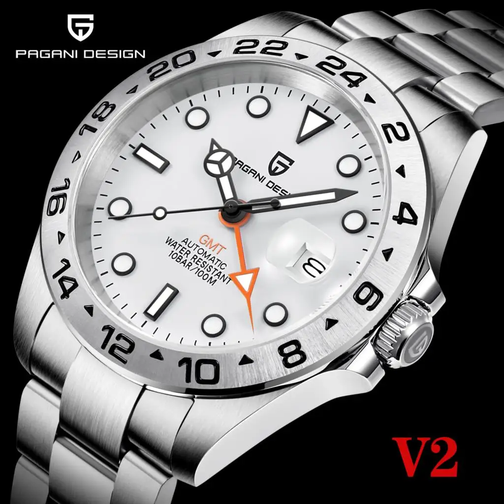 

2021 PAGANI Design New Men's Automatic Mechanical Watches GMT Watch 42mm Sapphire Stainless Steel Waterproof Watch Reloj Hombre