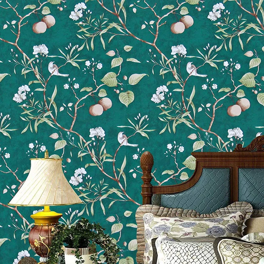 Виниловая Peach Tree Peel And Stick зеленая настенная бумага цветок и птица