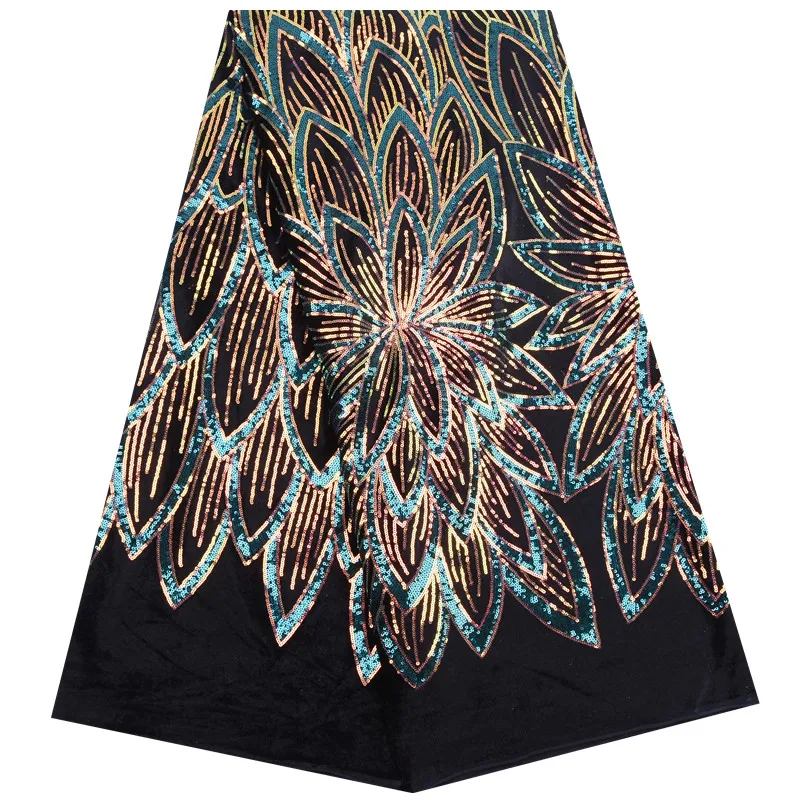 Высококачественная кружевная ткань с блестками Африканский бархат и вышивкой