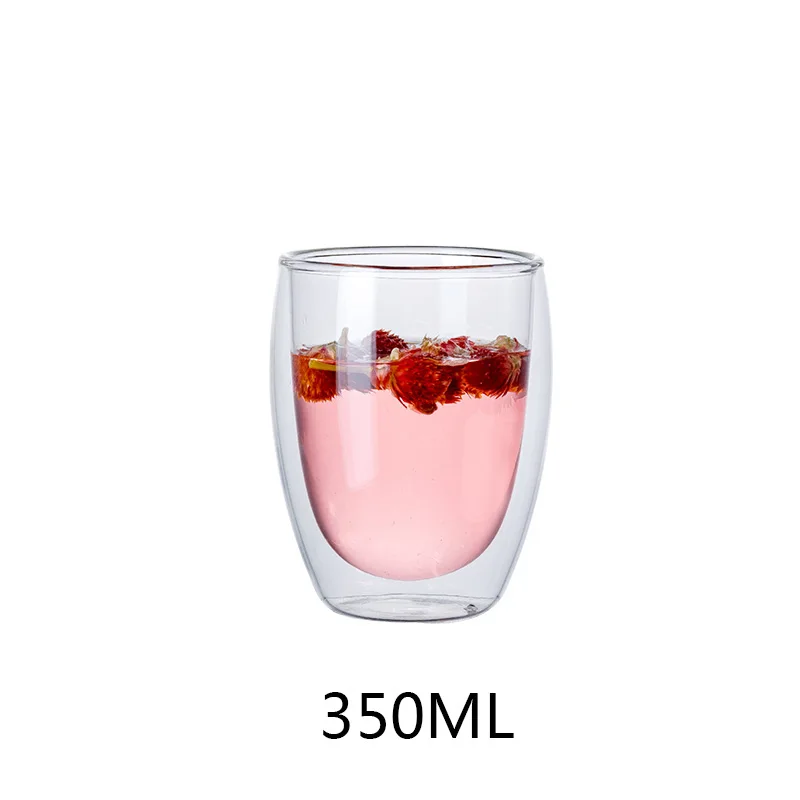 Glass cup -350ML Двойная глазурованная кофейная чашка красное вино пиво чай молоко виски кружка креативная ручная работа прозрачная термостойкая Питьевая утварь - Цвет: Glass cup -350ML