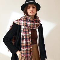 woman scarf new plaid scarf women winter long tassel shawl fashion street imitation cashmere warm scarf men