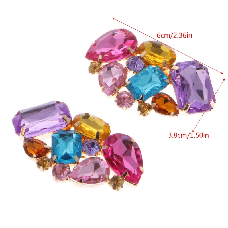 

1 Couple Cargo free lady color flower shoe buckle Strass crystal decorations clips shoe charms accessories