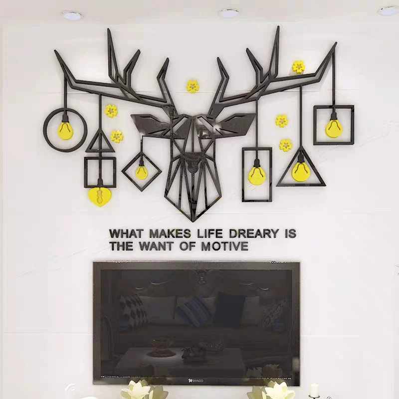 Креативные Акриловые 3D настенные наклейки с оленем украшение для гостиной