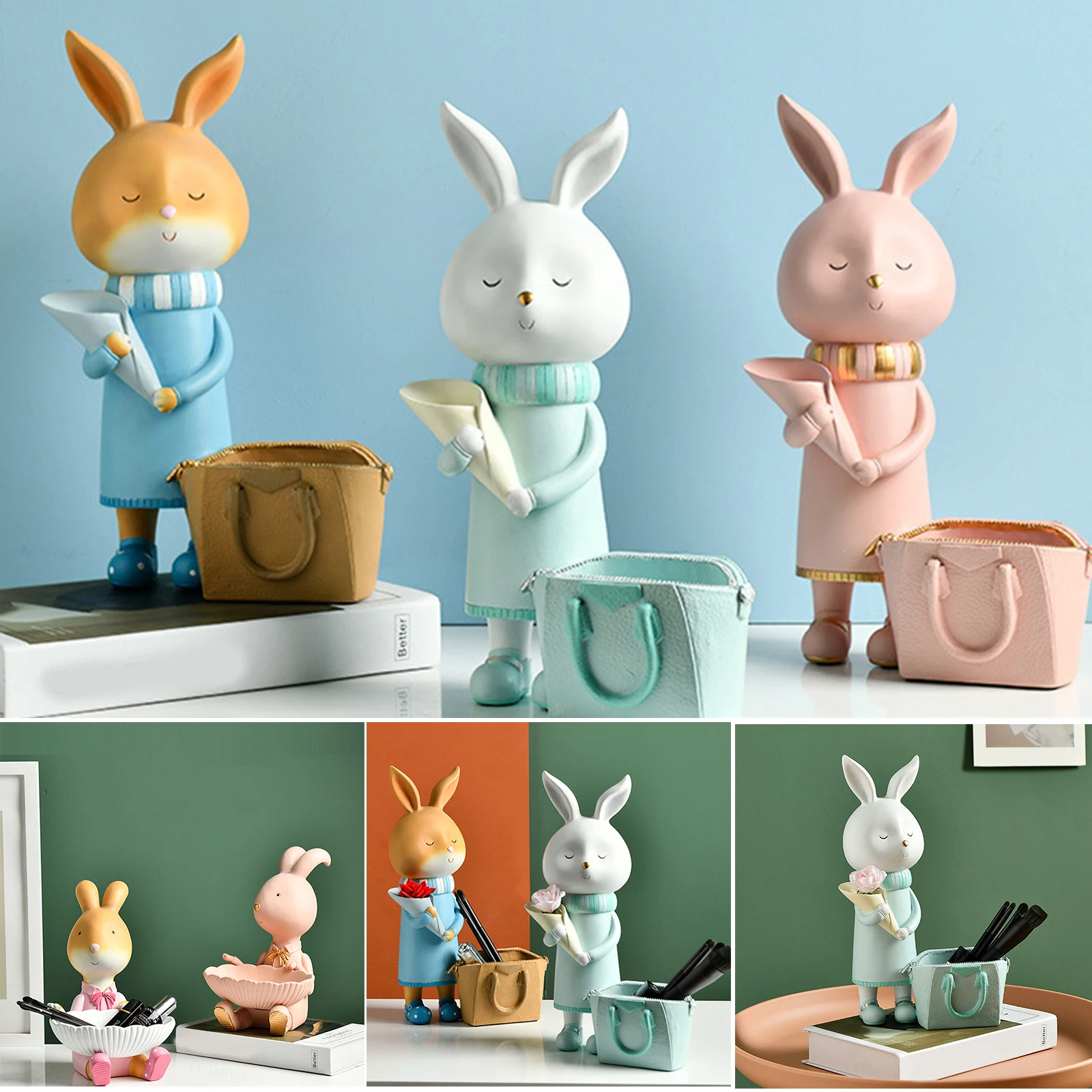 

Resin Rabbit Statue Storage Box Simple Home Living Room Decoration Snack Storage Crafts Ornaments Home Decor Decoration