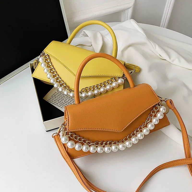 

TOYOOSKY Fashion Female Tote Shoulder Bags 2020 New High Quality PU Leather Women's Designer Pearl Chain Handbag INS Hot