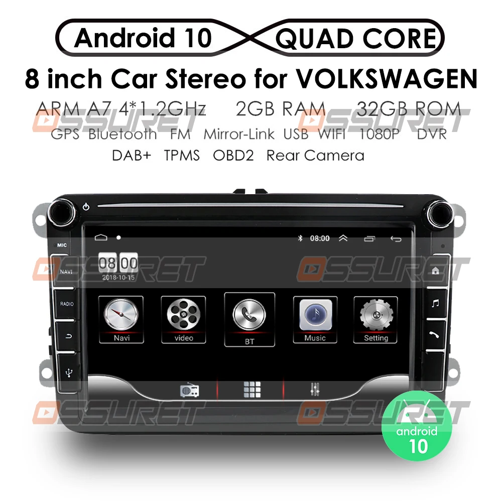 Автомобильный радиоприемник мультимедийный плеер на Android 10 4 ядра 2 Гб ОЗУ 32 ПЗУ с