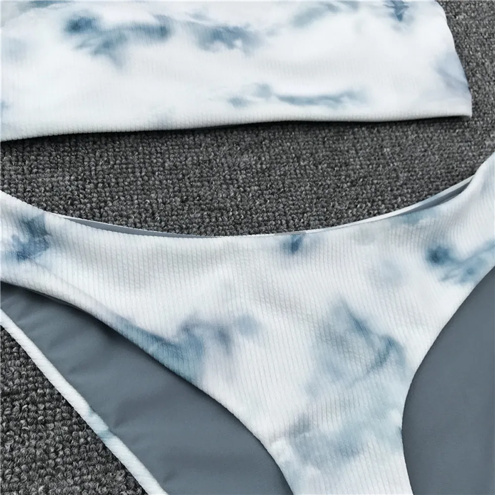 

Women Bandeau Marble Print Push-Up Padded Swimming Suit Micro Bikinis Set Swimwear Mini Swimsuit Biquini Maillot De Bain Femme