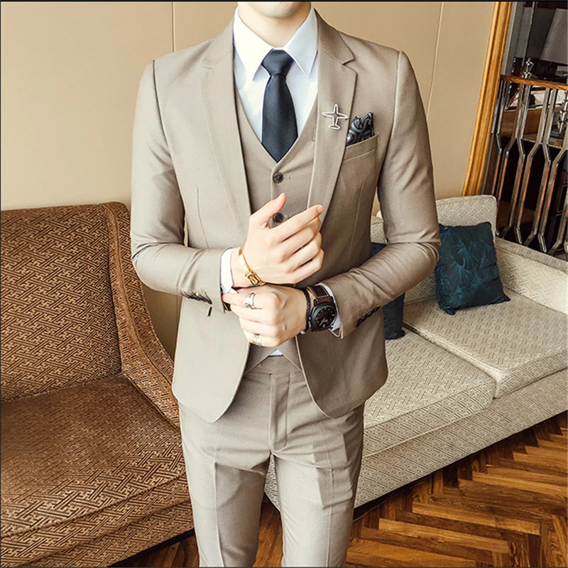 Custom Made Suits For Groom Tuxedo Stage Dress White Formal Wear 2021 Men