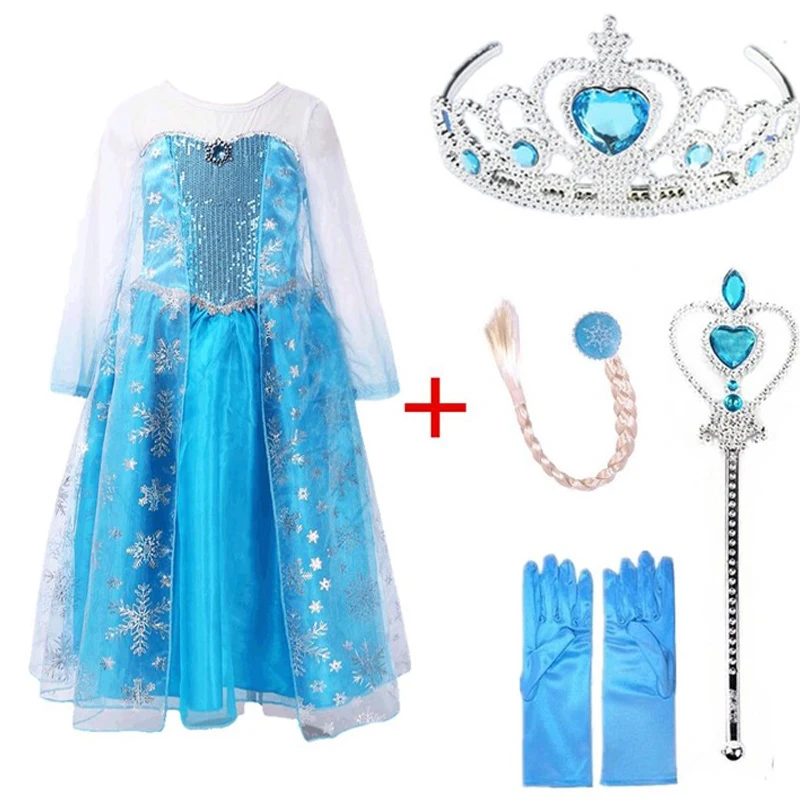 2020 Elsa Dress kids Dresses for Girls Princess Dess Anna Cosplay Snow Queen Party Clothing Vestidos | Детская одежда и обувь