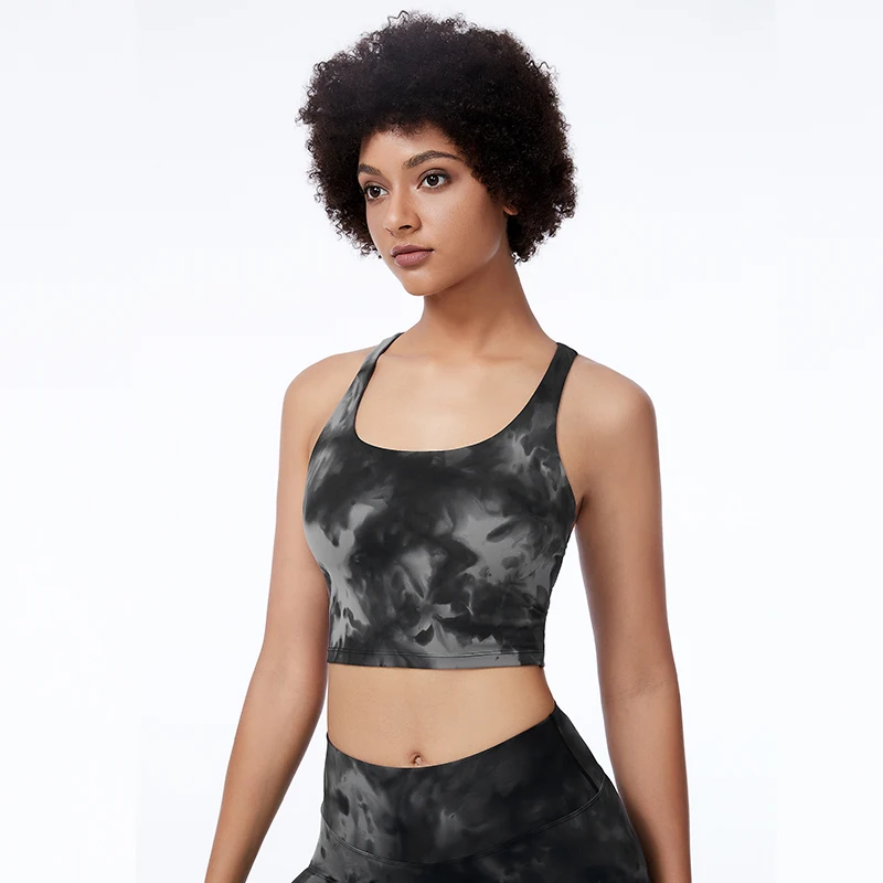 Women Yoga Bra Push UP Fitness Sport Crop Top leopard Nylon Tie Dyed Sport Bras Vest Sportswear Gym Running Tracksuit Lingerie