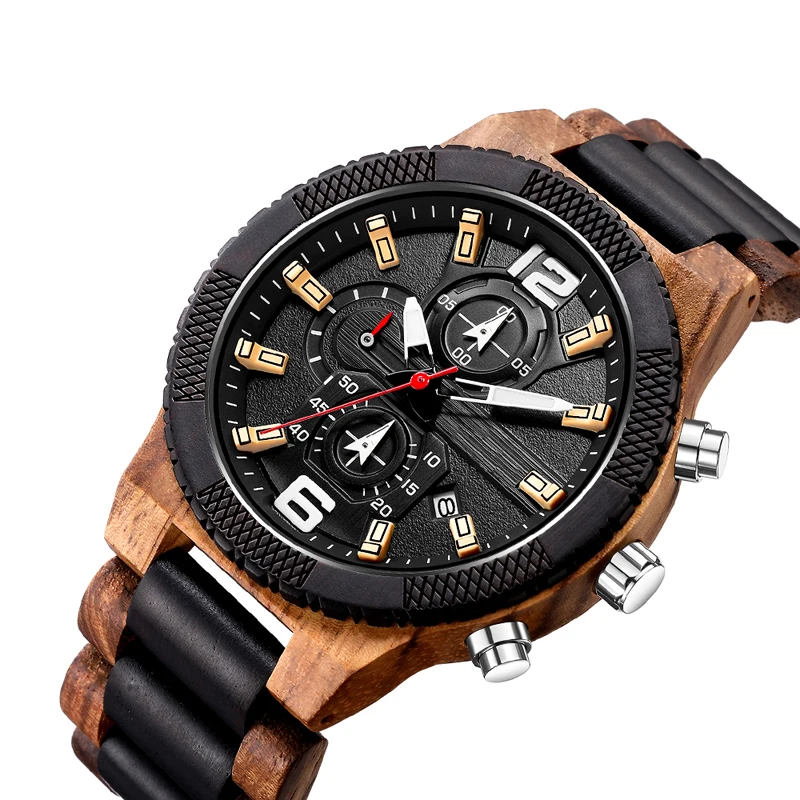 Нефирменный ремешок Зебра дерево с черным дерева наручные часы для мужчин