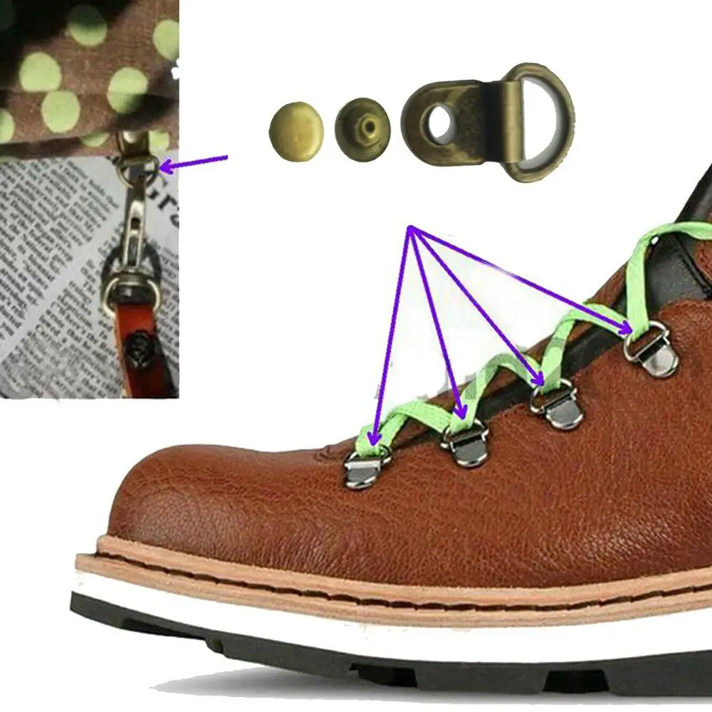 (20 комплектов) металлическая заклепка D Ring Lace Eye Boot DIY Repair Kit - camp / hike climb |