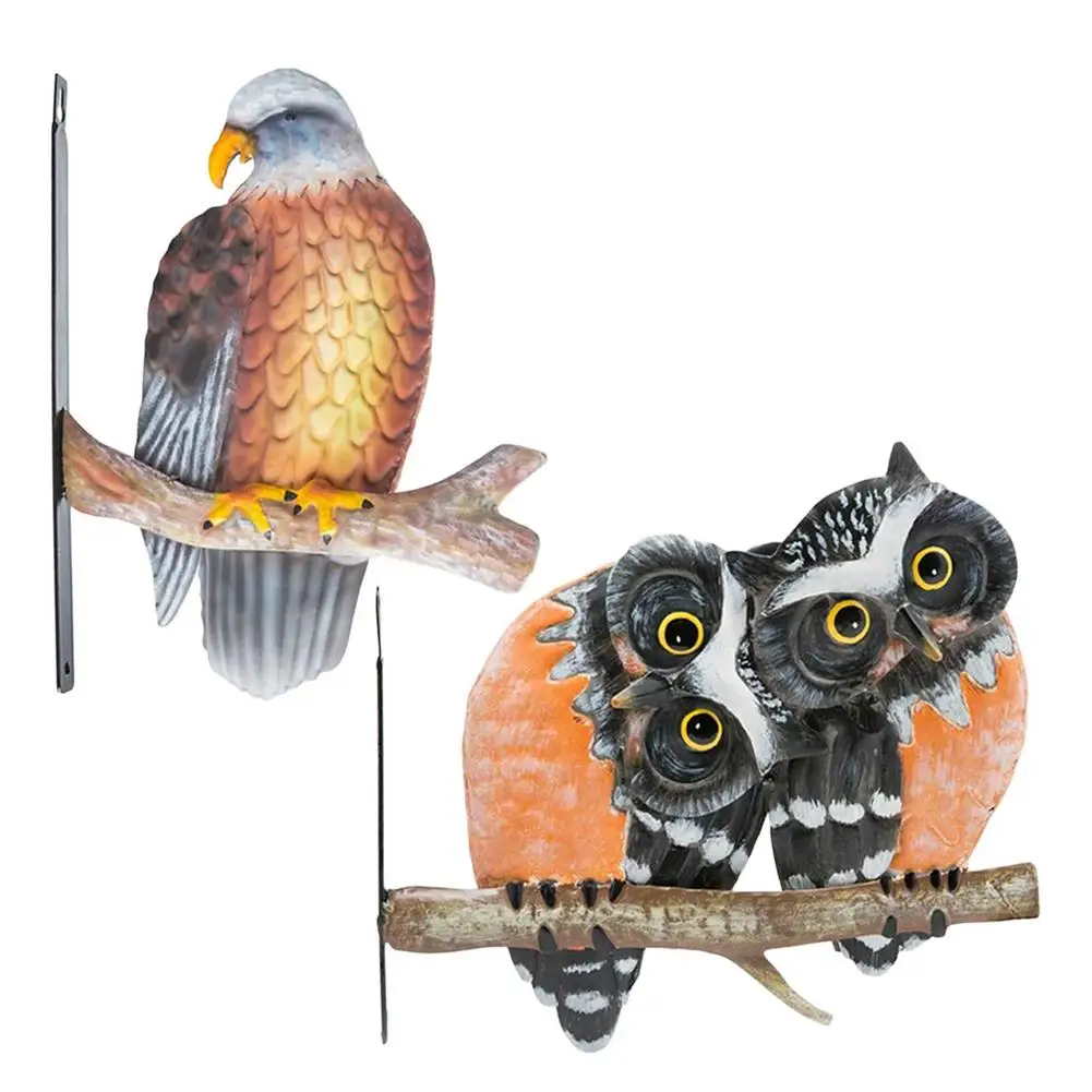 

Garden Creative Owl Metal Bird Art Sculpture Tree Hanging Mounted Animal Ornament For Yard Outdoor Backyard Statues Decoration
