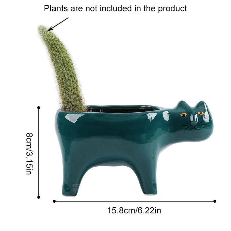 

Creative Cute Cat Flower Pot Ceramic Cartoon Animal Green Plant Ornaments Simple Succulent Monkey Tail Saguaro Flower Pot Mini