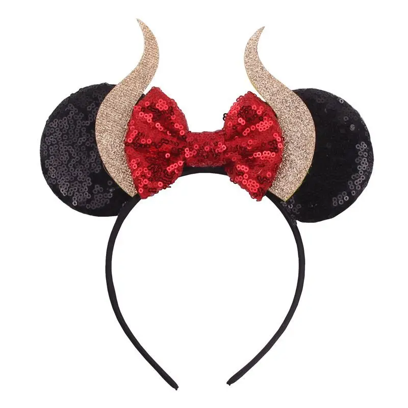 headband 12 Хэллоуин Дьявол Рог оголовье для девочек Женский фестиваль Минни ободок с мышиными ушками Блестящий фетровый Рог Дети аксессуары для волос - Цвет: headband 12