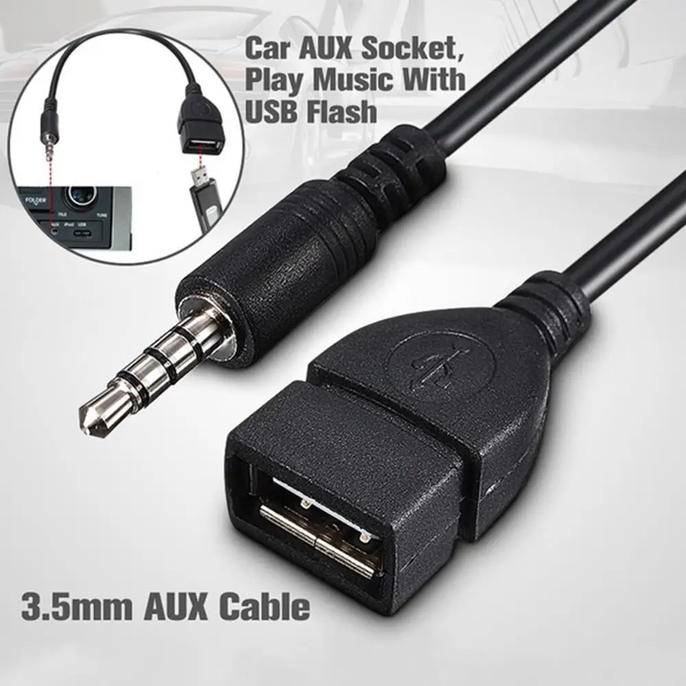

3.5mm Male Audio AUX Jack to USB 2.0 Type A Female OTG Converter Adapter Cable for Car MP3 18cm Portable Convenient Cable