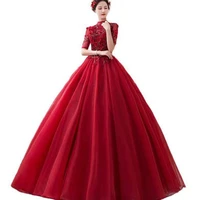 2021 new sexy burgundy prom dresses lace beads applique pageant party dress formal evening gowns gala robe de soiree