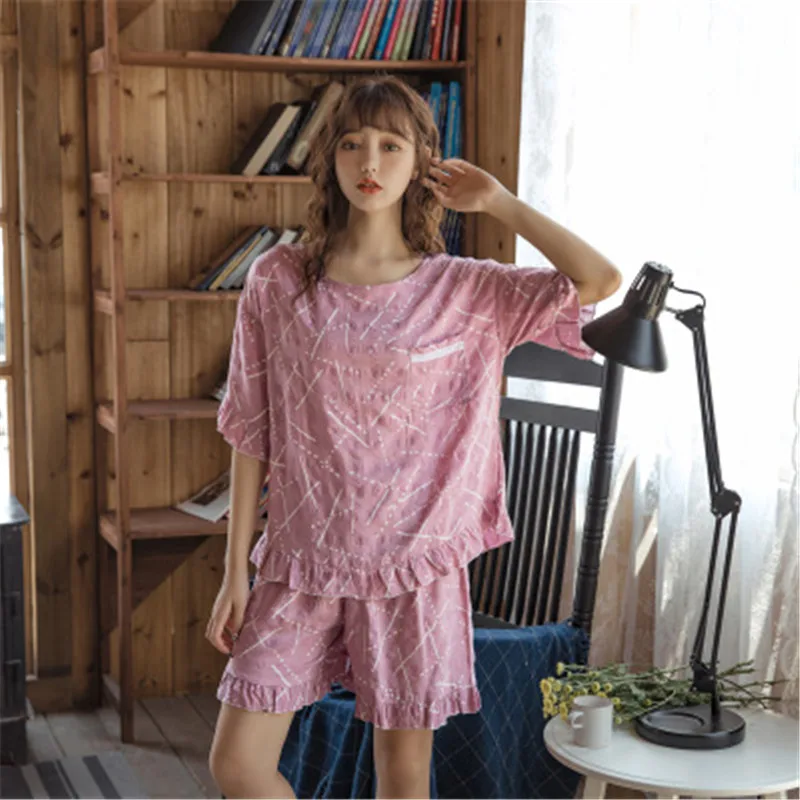 Daeyard/комплект хлопковых пижам с круглым вырезом и шортами Комплект из 2 предметов