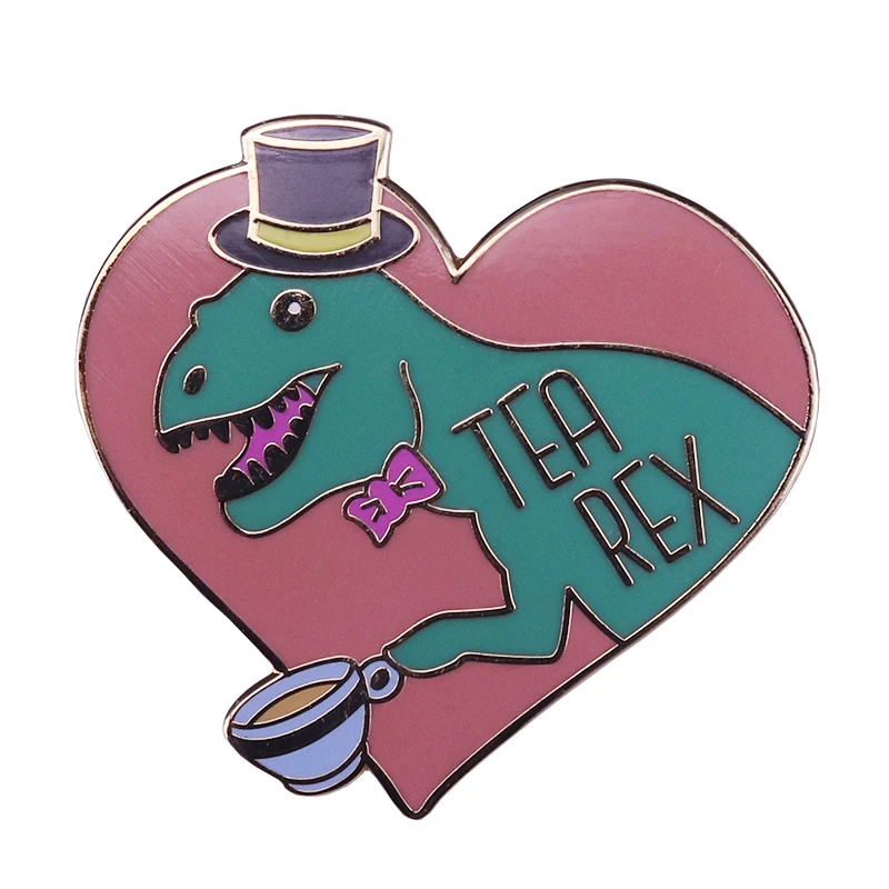 Забавная брошь T-rex, идеальный подарок для любителей чая