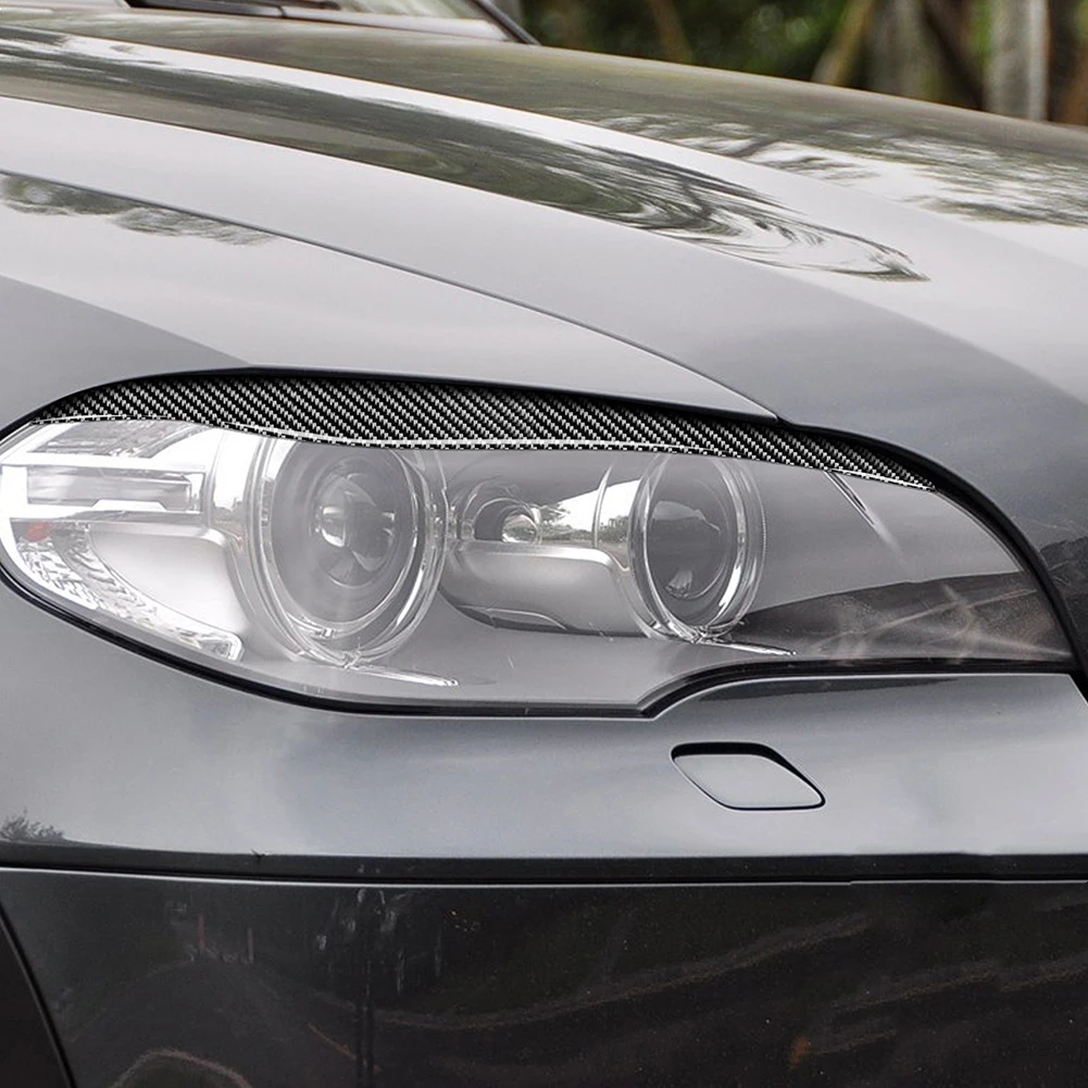 

Car Headlight Eyelids Stickers Auto Epoxy Carbon Fiber Headlight Eyelid Eyebrow Trim Stickers for BMW E70 X5 2010-2012 1 Pair