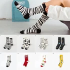 Носки женские хлопковые короткие с принтом, смешные модные с принтом коровы и зебры, для скейтборда, уличной команды в стиле хип-хоп, в стиле Харадзюку