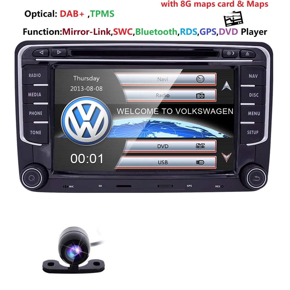Camera3 7 ''2 din Автомобильный Радио мультимедийный плеер gps для Volkswagen VW golf passat b6 Touran polo sedan Tiguan jetta DVD USB RDS DAB+ карты - Цвет: Camera3