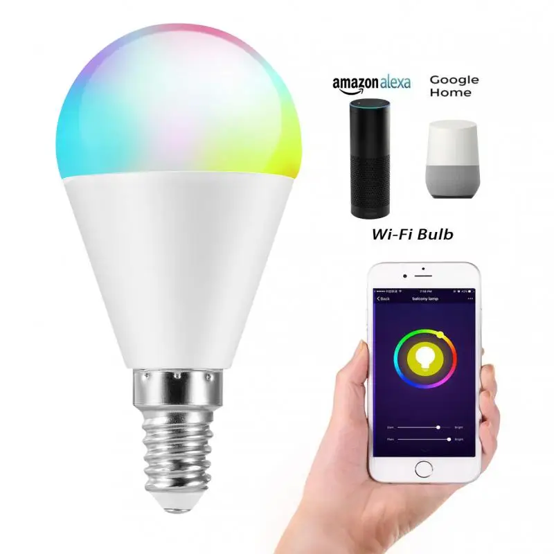 Умная лампа Светодиодная tuya E14 E27 Wi-Fi RGB + CCT с управлением через приложение |