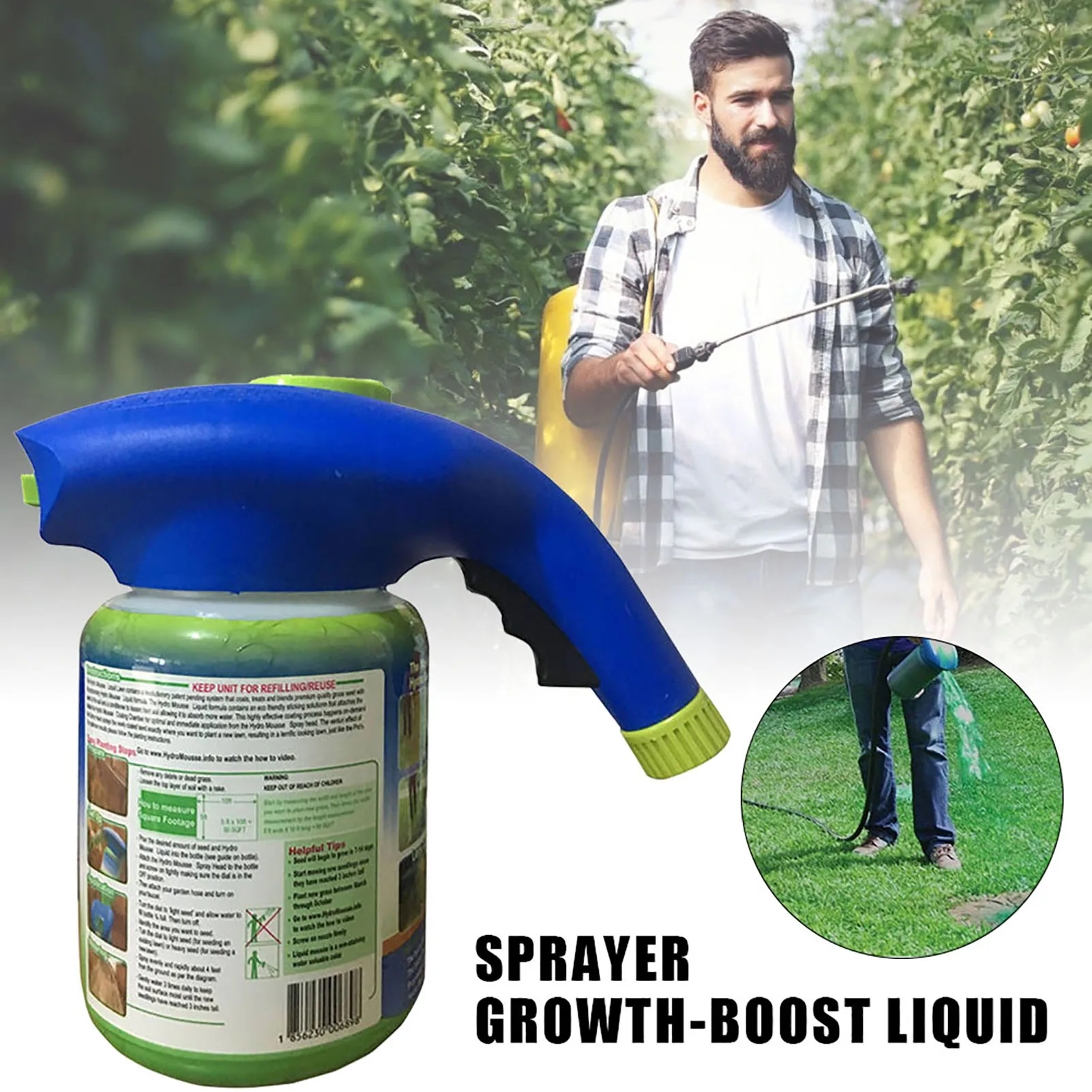 

2pcs/Set Household Seeding System Liquid Spray Seed Lawn Care Grass Shot Grass Seed Sprayer With Growth-boosting Liquid