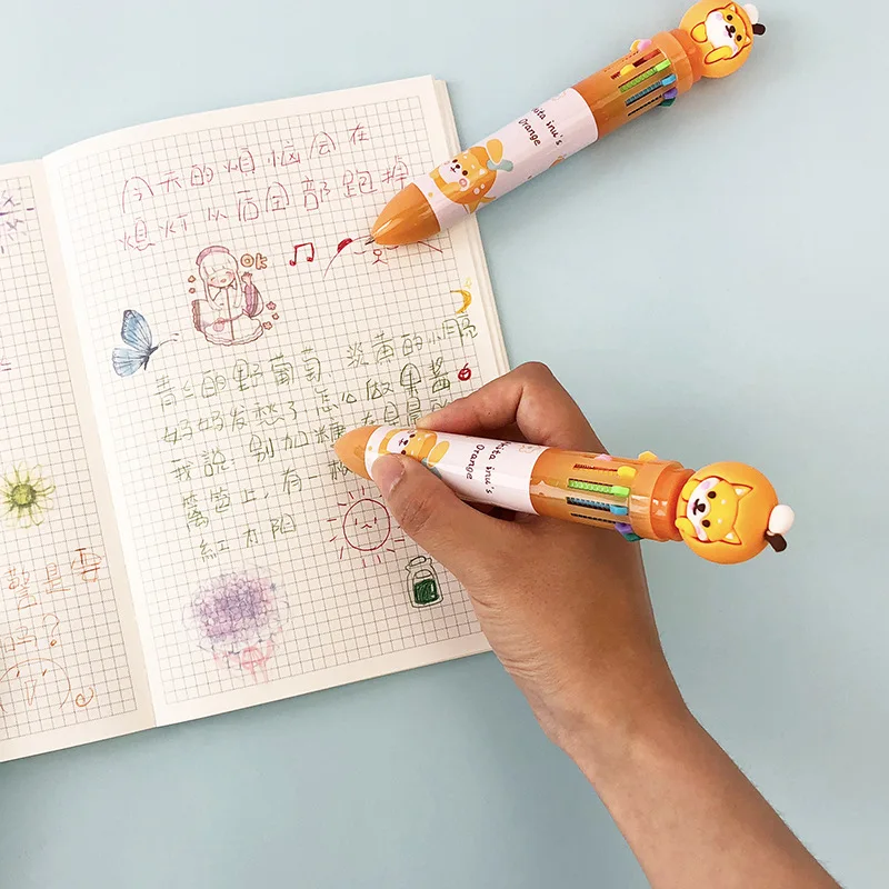 

24 pcs/lot Cartoon Summer Fruit 12 Colors Ballpoint Pen Cute press ball pens School Office writing Supplies Stationery Gift