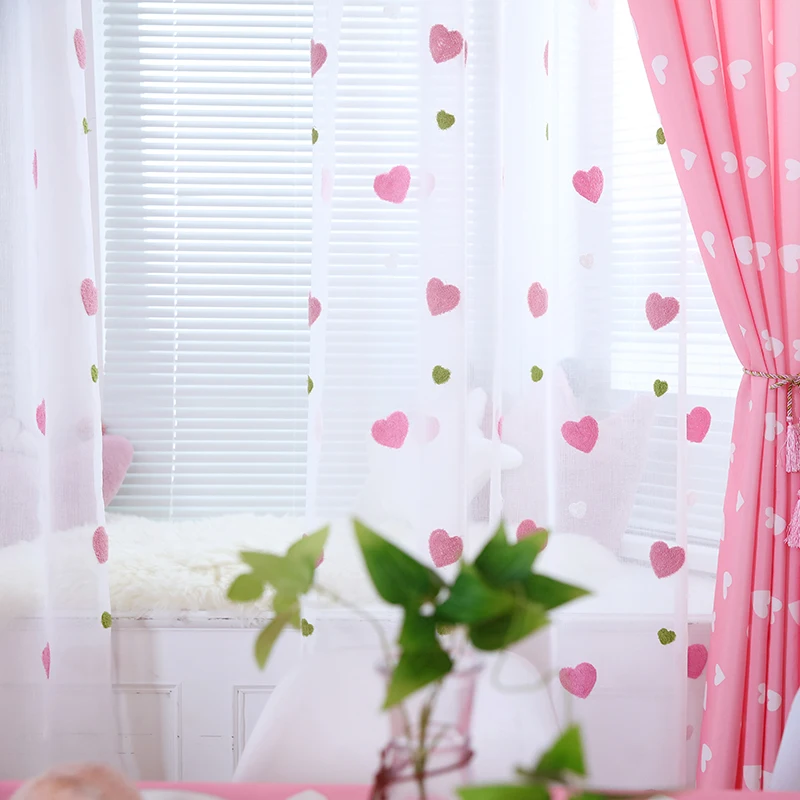 Современные детские Мультяшные 3D тюлевые шторы с сердечками для девочек спальни