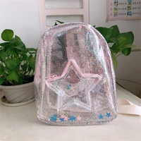 multifunctional bag cute glitter stars heart shaped shoulder school bags kids transparent pvc children mini backpack for women
