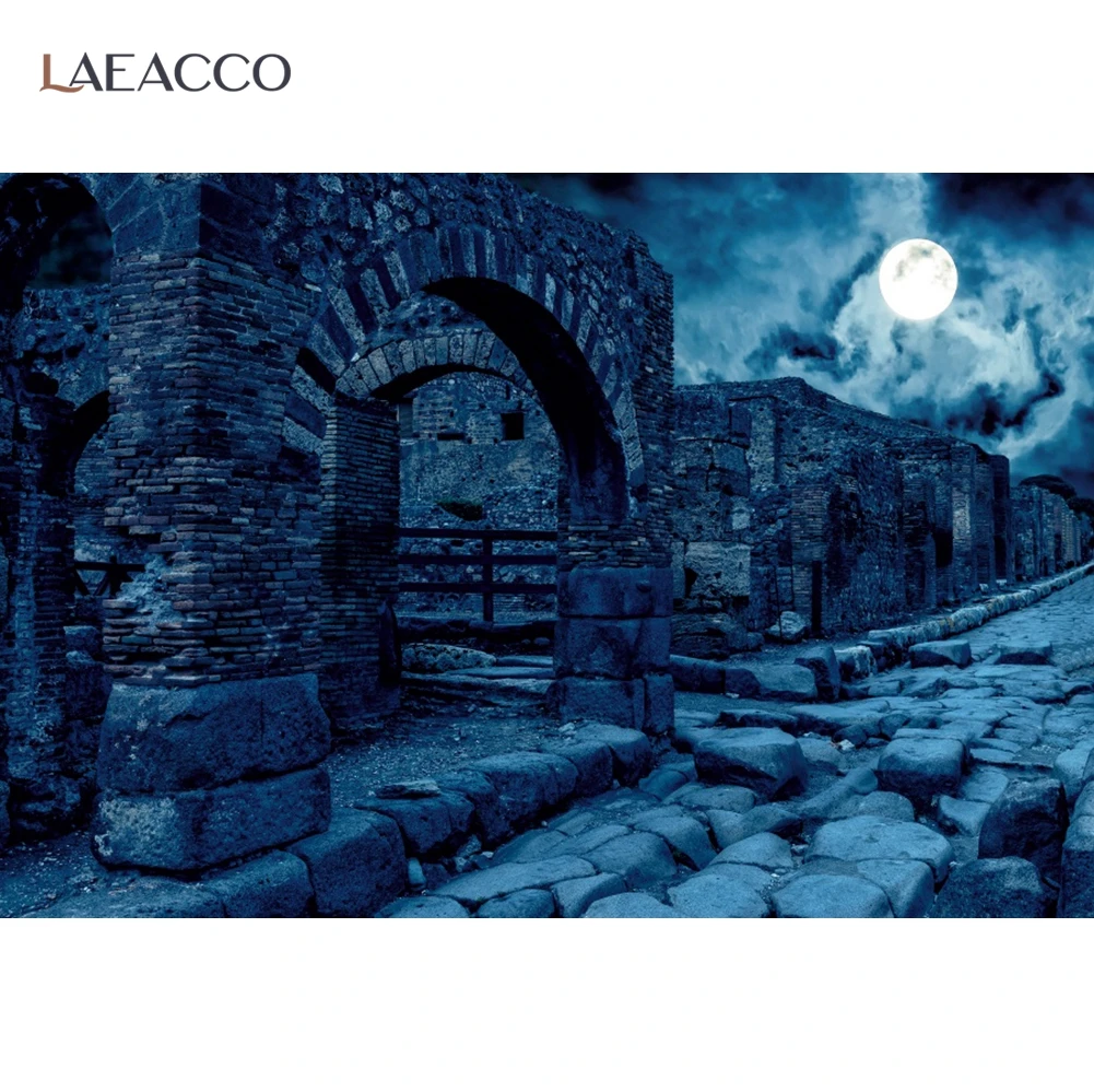 

Фоны для фотосъемки на Хэллоуин темно-синяя ночь сценическая Луна ужасный старый кирпичный Город Уличная вечерние Декор Фото фоны
