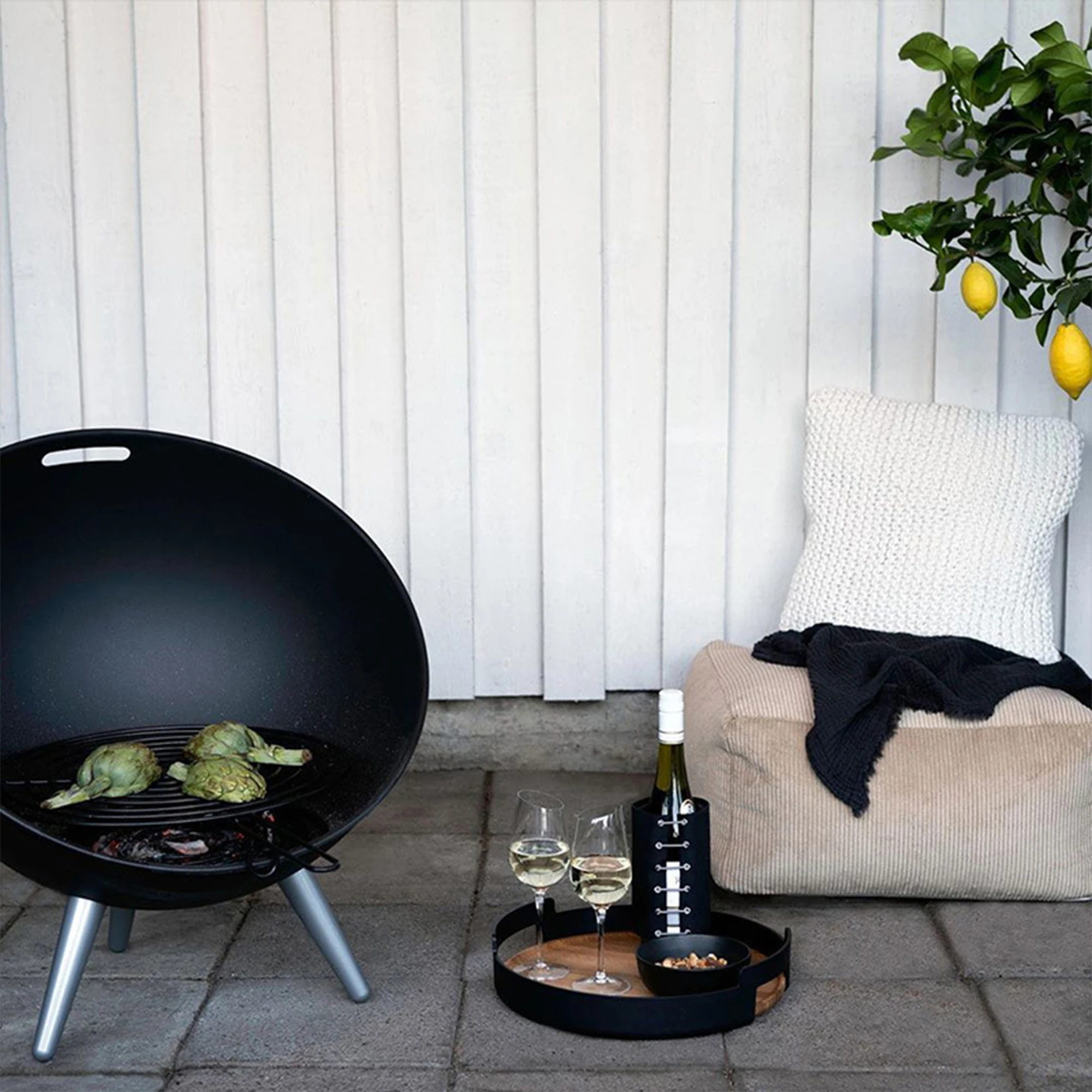 

Fruit Tray Storage with Side Handles, Bamboo Panel Simple Decorative Serving Accessory