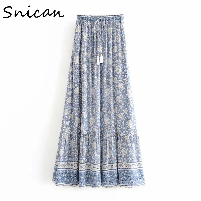 Faldas largas шикарная модная женская пляжная богемная юбка с цветочным принтом