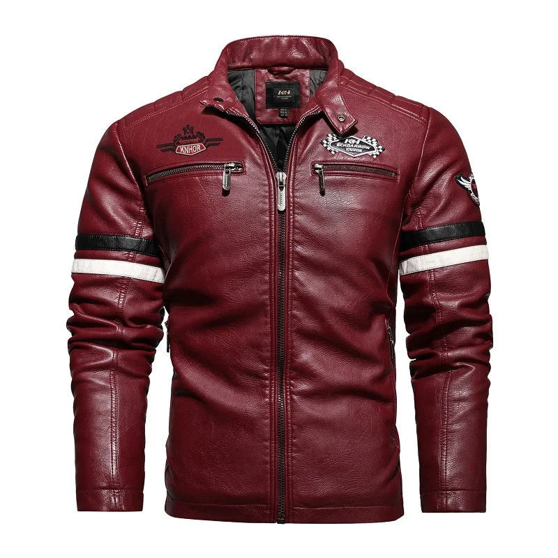 Men's autumn and winter new men's PU leather jacket short stand-up collar youth motorcycle jacket