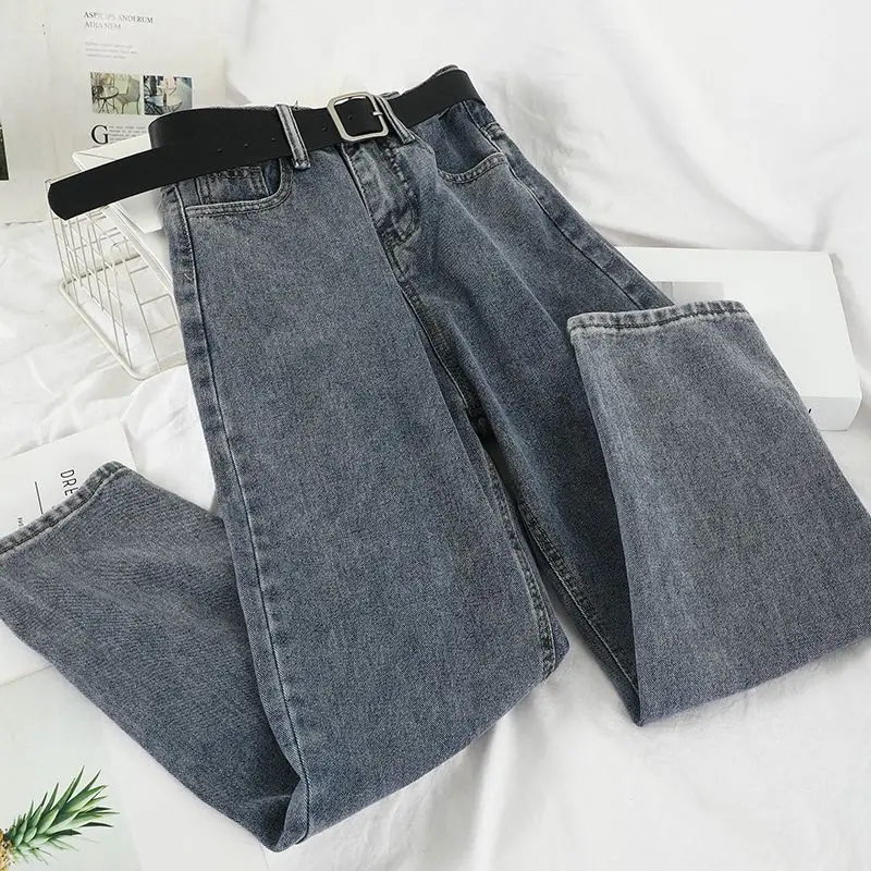 

Jeans women's spring/summer 2020 new high-waisted straights show thin little feet Harlan pants loose retro pants tide