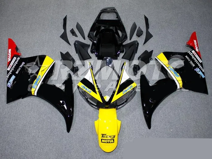 

3 бесплатные подарки Новый ABS мотор обтекатель комплект подходит для YAMAHA YZF-R6 2003 2004 2005 R6 03 04 05 Полный обтекатели на заказ черный желтый топ