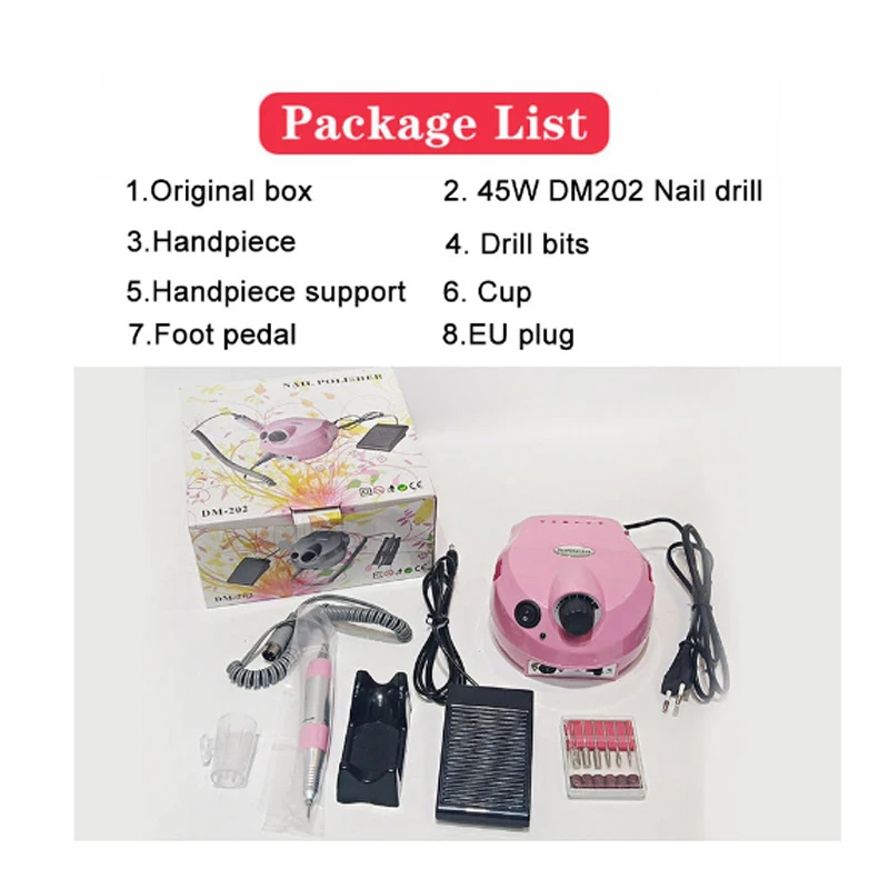 

45W Nail Drill For Manicure Machine 35000RPM Electric Drill Bits Set Mill Cutter Pedicure Nail Master Use Nail Art Equipment