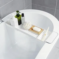 extendable bathroom shelf bathtub tray shower caddy basket bath tub storage rack towel holder retractable kitchen drainer rack