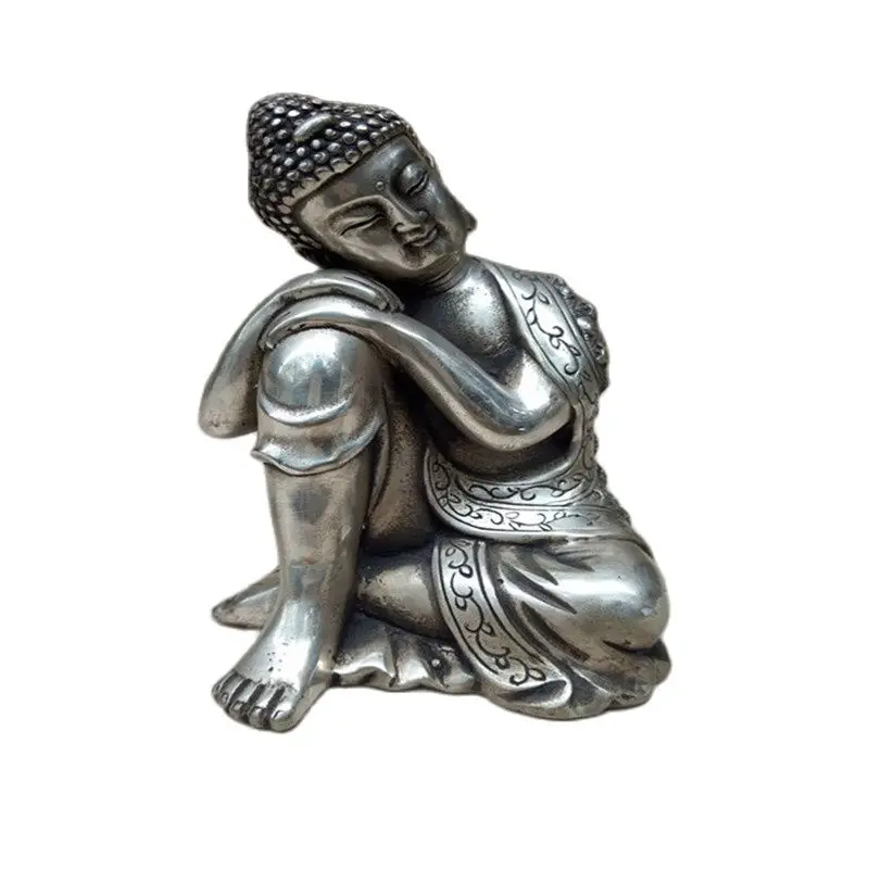 Nepal Sleeping Buddha Sakyamuni  Plate With Silver Copper Statue Decoration