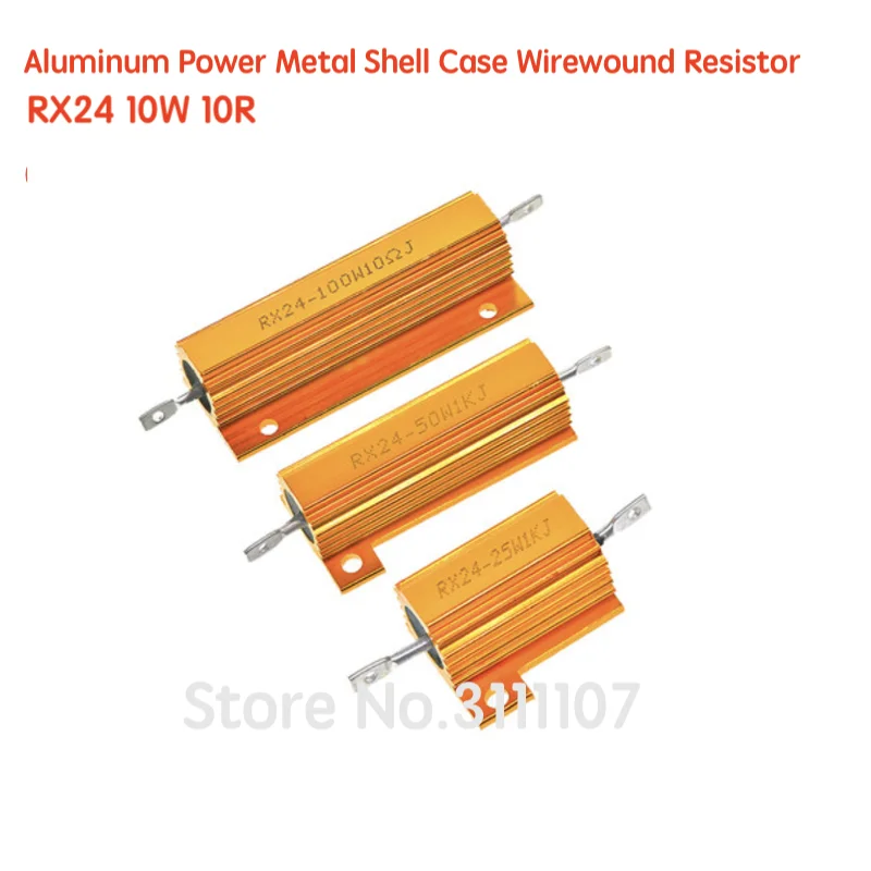 

2PCS RX24 10W 10R 10ohm 10RJ Wire Wound Resistor Metal Shell Aluminium Golden Resistor 10Watt 10 ohm Heatsink Resistance