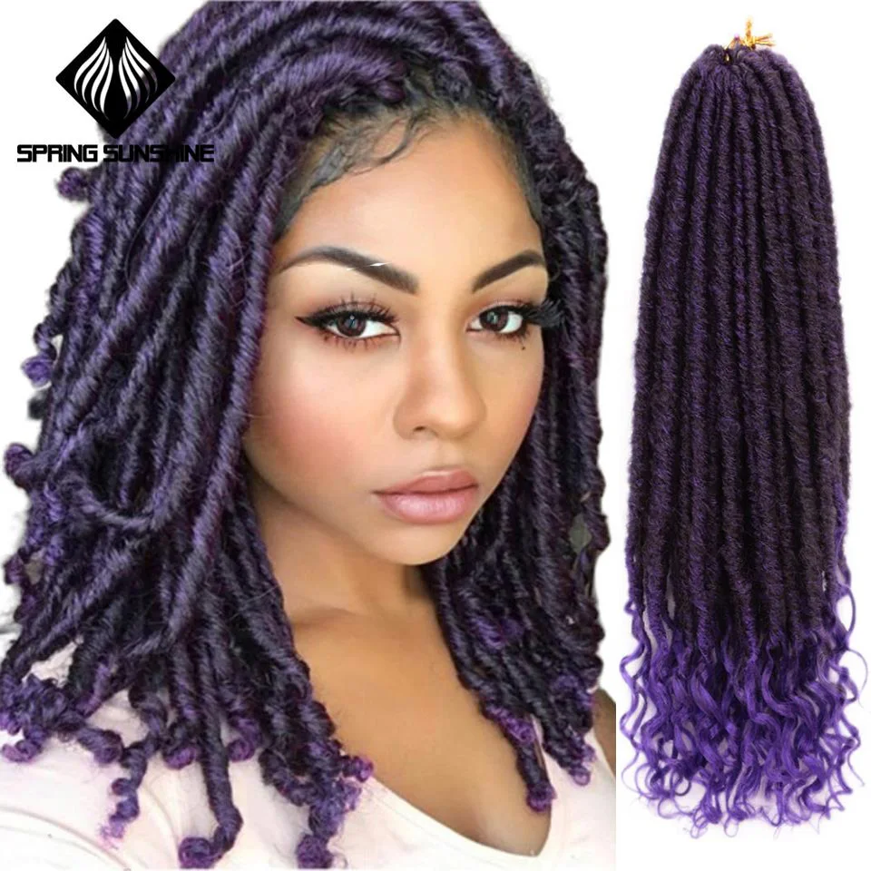# Фиолетовый С изображением весеннего солнца богиня, подвязанные лентой, с объемной волной искусственные локоны в стиле Crochet косы натуральный черный волос Curl Плетение, синтетические волосы, для увеличения объема, 16-20 дюймов - Цвет: # Фиолетовый