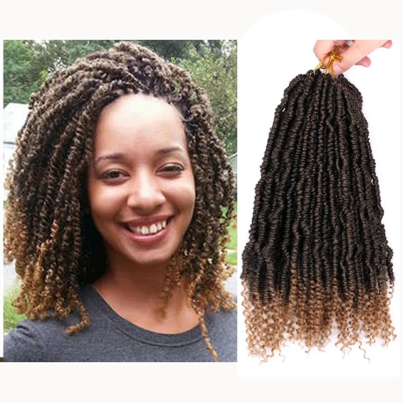 Весенние плетеные волосы вязаные крючком Омбре 14 дюймов синтетические для